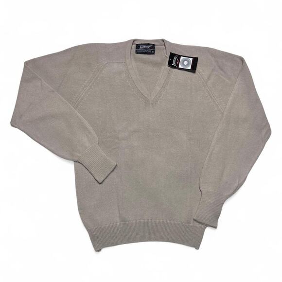 Jantzen Vintage 70s Vintage Grey Orlon Acrylic V Neck Sportswear Sweater Medium